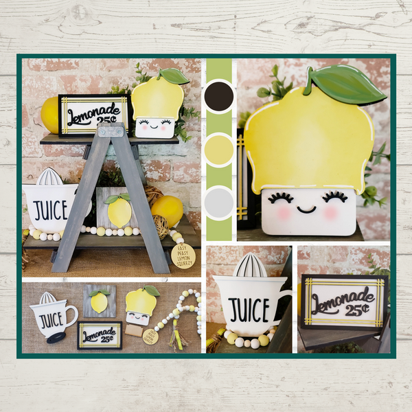 Lemon Squeezy - Wood Tiered Tray Decor Kit | Chica Tiza