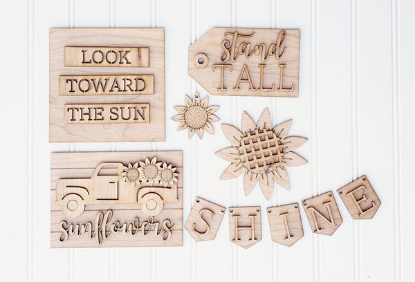 Sunflower Wood Tiered Tray  DIY Kit | Chica Tiza