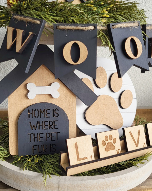 Pets Wooden Tier Tray Set  | Chica Tiza